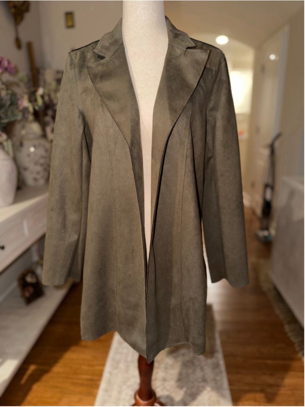 Premise Olive Suede-Look Blazer Jacket Size M